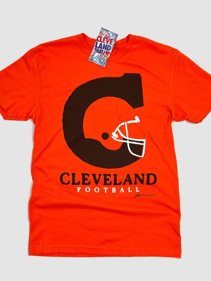 Orange Cleveland C Helmet T Shirt