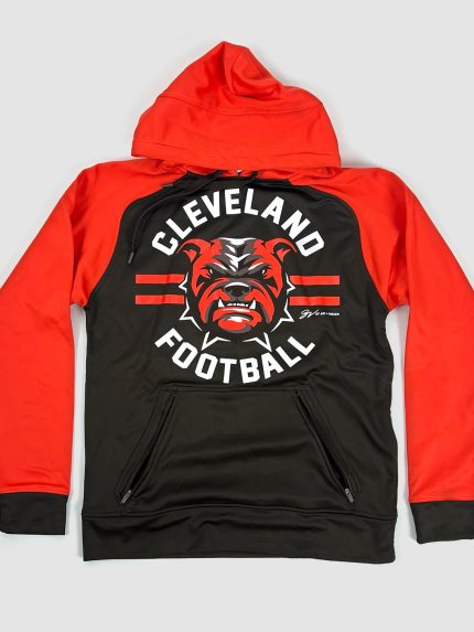 Custom Cleveland Football Dawg Circle Hooded Sweatshirt